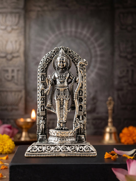Handcrafted Brass Ramlala Idol with Premium Silver Finish | Divine Home Temple Murti